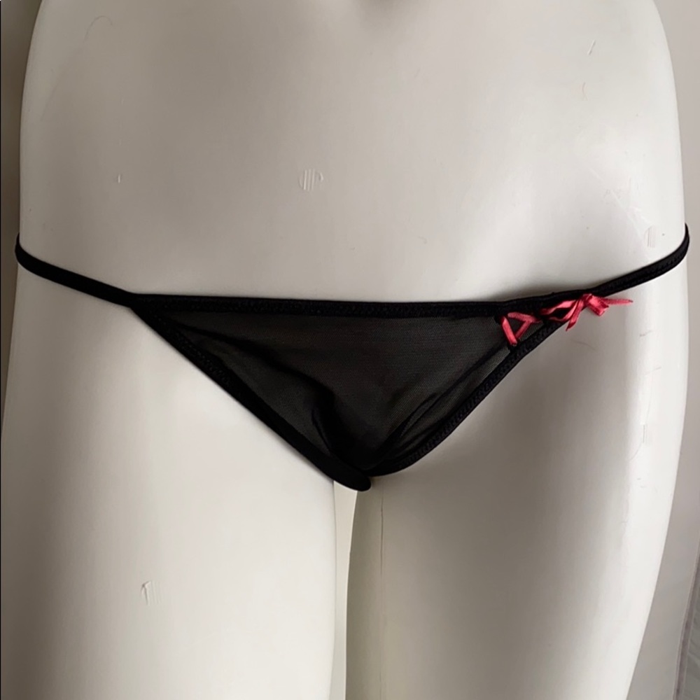 DKNY sheer stretch nylon black string panty S